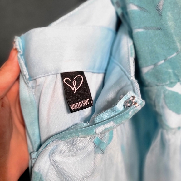 Windsor- Aqua Tulle & Velvet Maxi Dress- Size Medium/Large - Picture 7 of 7